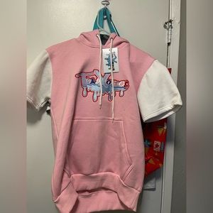 Pink short sleeve hoodie